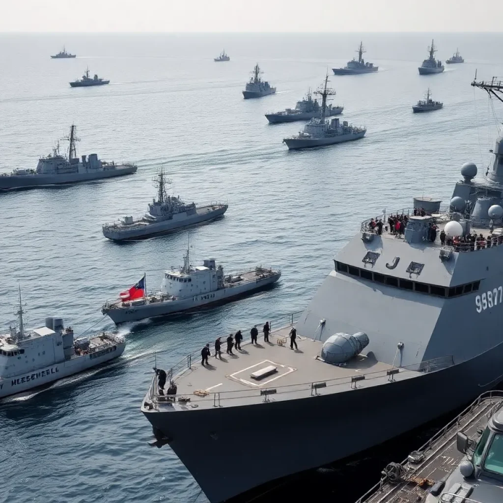 Participants of Atlantic Alliance 2025 exercising together on a naval vessel.