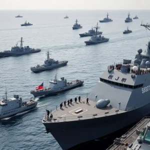 Participants of Atlantic Alliance 2025 exercising together on a naval vessel.