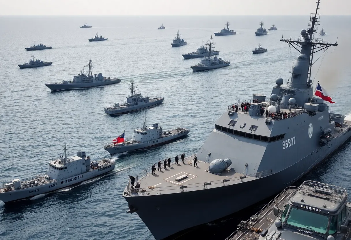 Participants of Atlantic Alliance 2025 exercising together on a naval vessel.