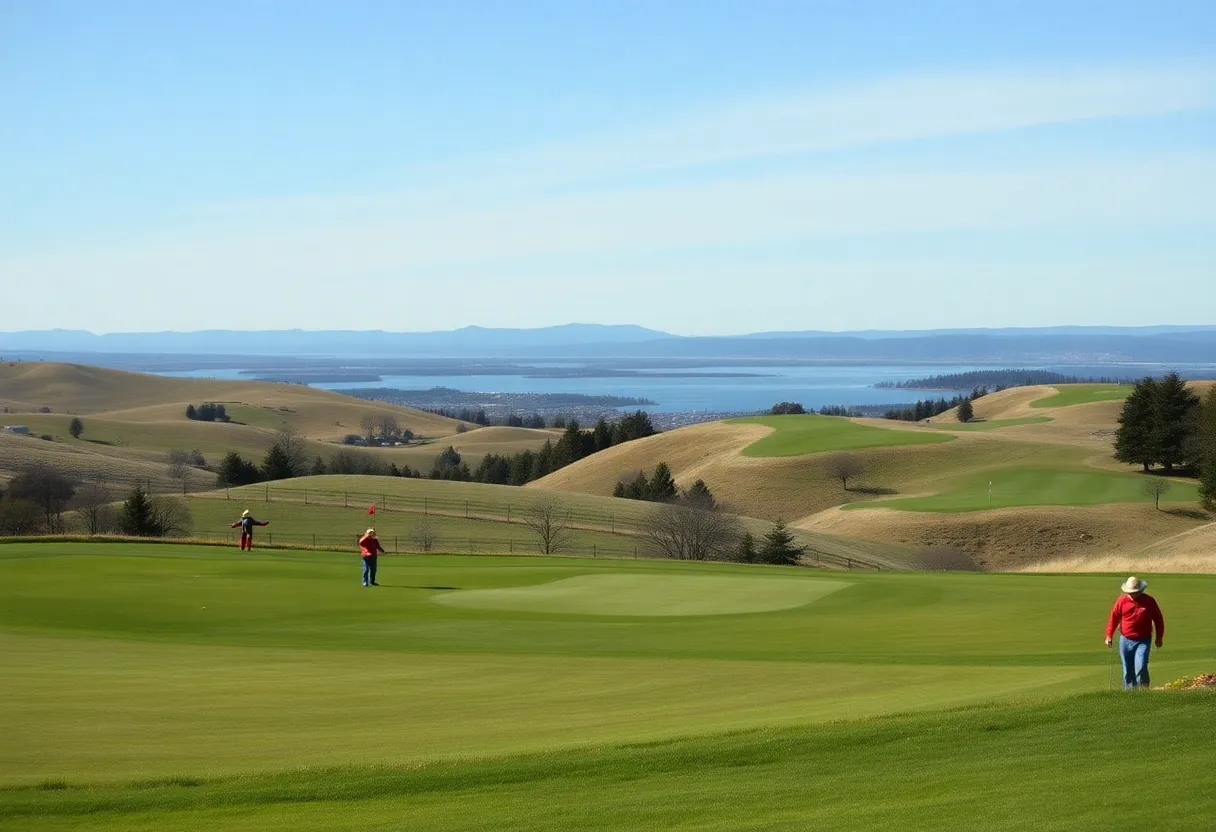 Aerial view of Scarecrow Golf Course at Gamble Sands Resort