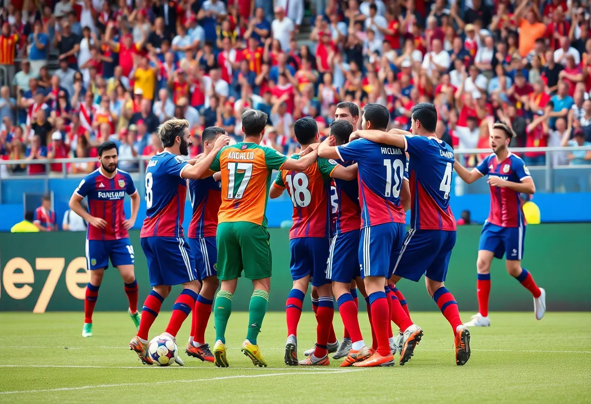Lionsbridge FC players celebrating after scoring during a match