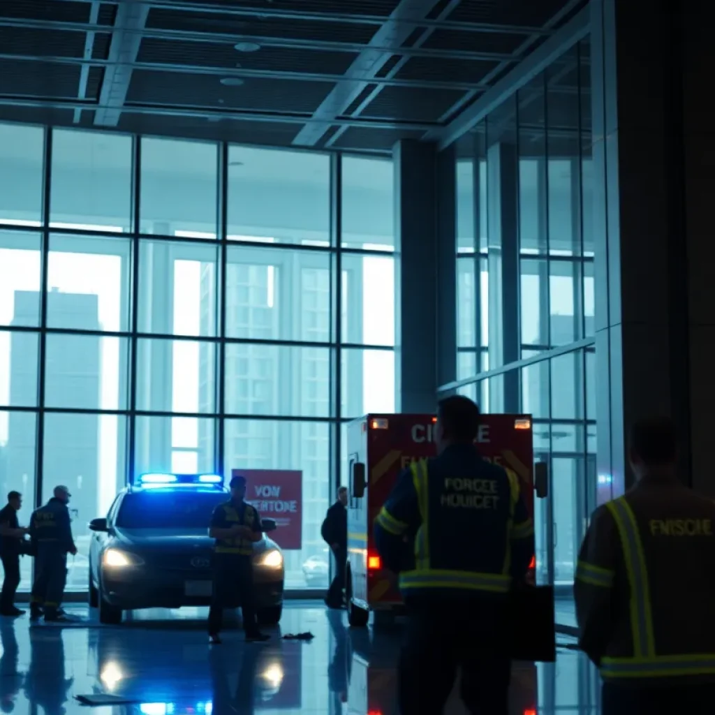 Police securing the scene of a Manhattan office shooting