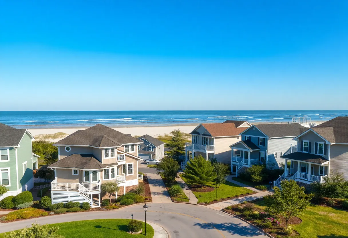 Vibrant Virginia Beach residential area with homes and beach view