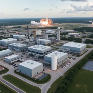 Aerial view of Titusville Logistics Center, an industrial property in Florida's Space Coast.
