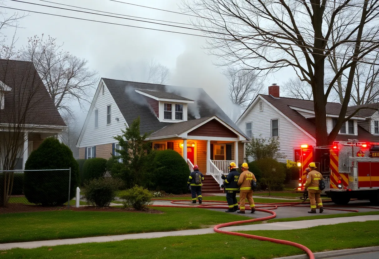 Firefighters responding to a house fire in Virginia Beach