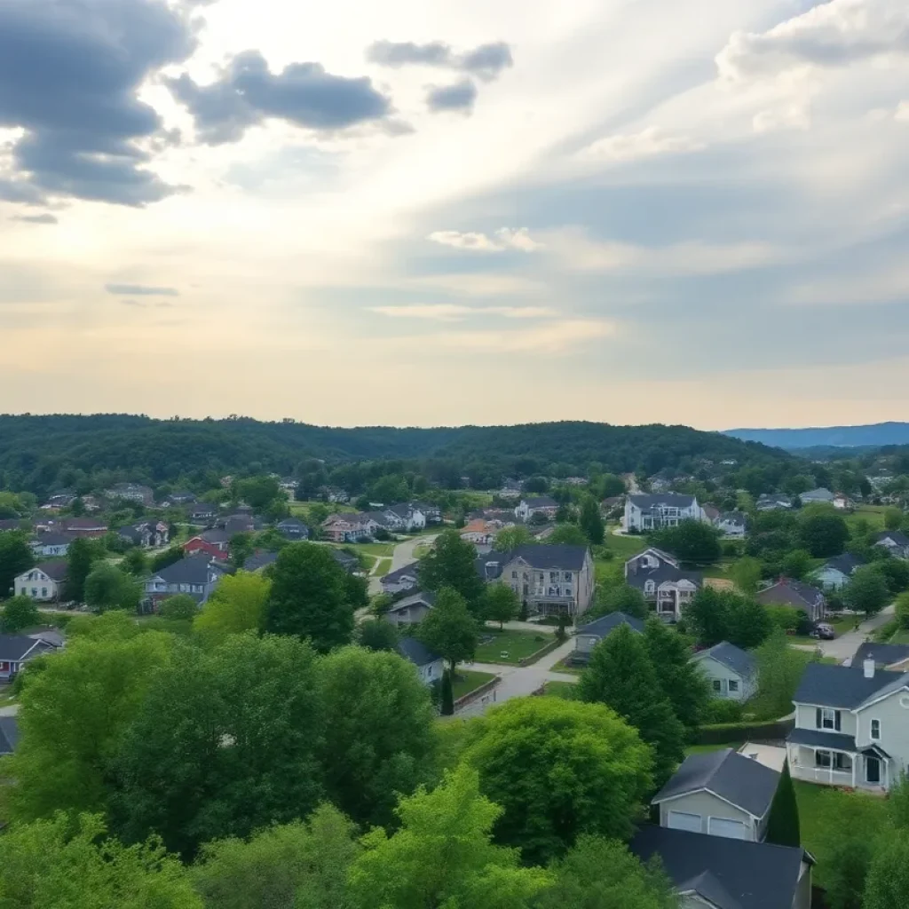A picturesque neighborhood in Chattanooga with homes and greenery