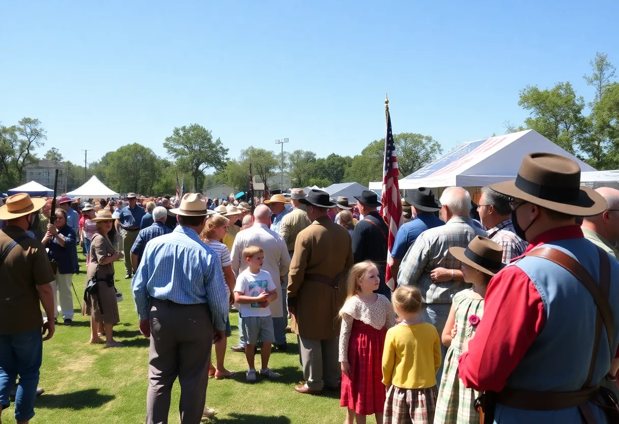 Families attending a Civil War reenactment in Fredericksburg