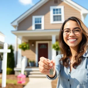 First-time homebuyer holding house keys in Virginia Beach