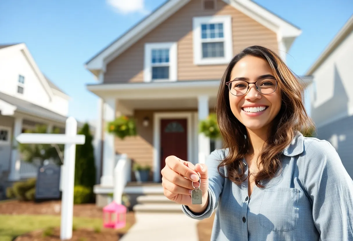First-time homebuyer holding house keys in Virginia Beach