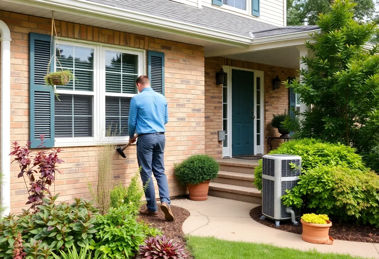Homeowners performing maintenance tasks on a house in Virginia Beach