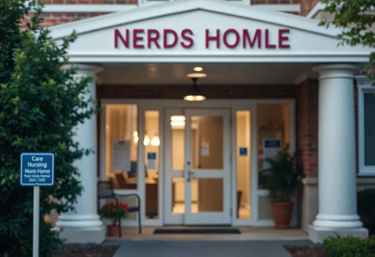 Exterior of a nursing home building showing care complexities.