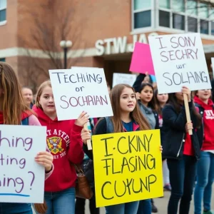 Students protesting staffing cuts at Parkland High School