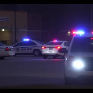 Police presence at Rockwall-Heath High School parking lot during investigation