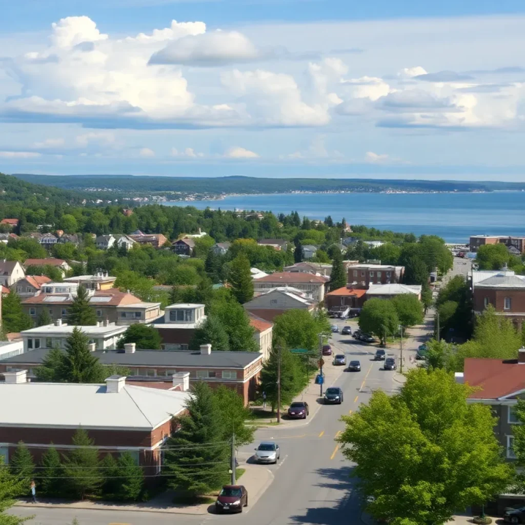 Exterior view of a new real estate office in downtown Traverse City