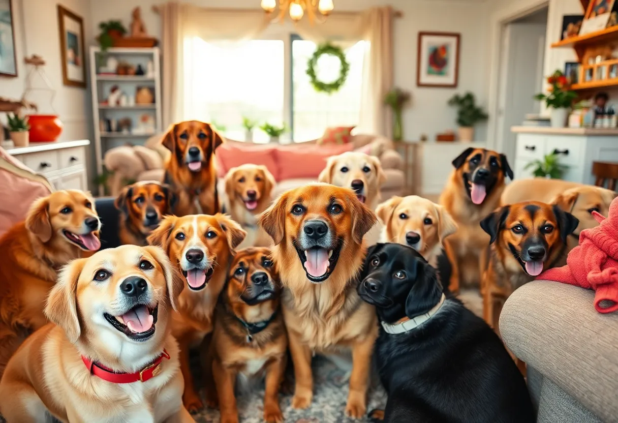 A warm home filled with joyful dogs and family members in Virginia Beach