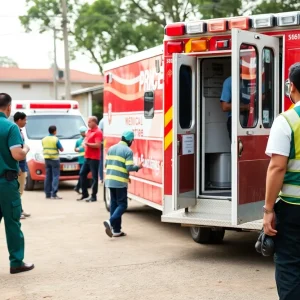 Medical response team assisting a patient in an emergency situation.