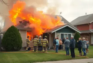 Virginia Beach house fire with emergency services