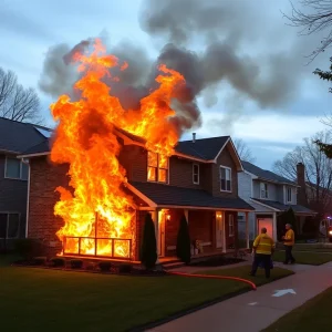 Firefighters battling a townhouse fire in Virginia Beach