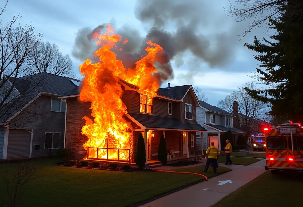 Firefighters battling a townhouse fire in Virginia Beach