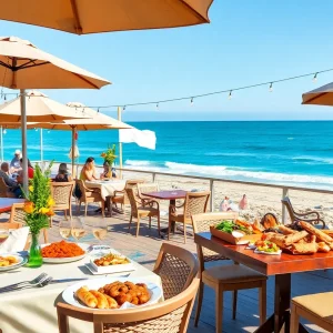 Outdoor seafood dining with ocean views in Virginia Beach
