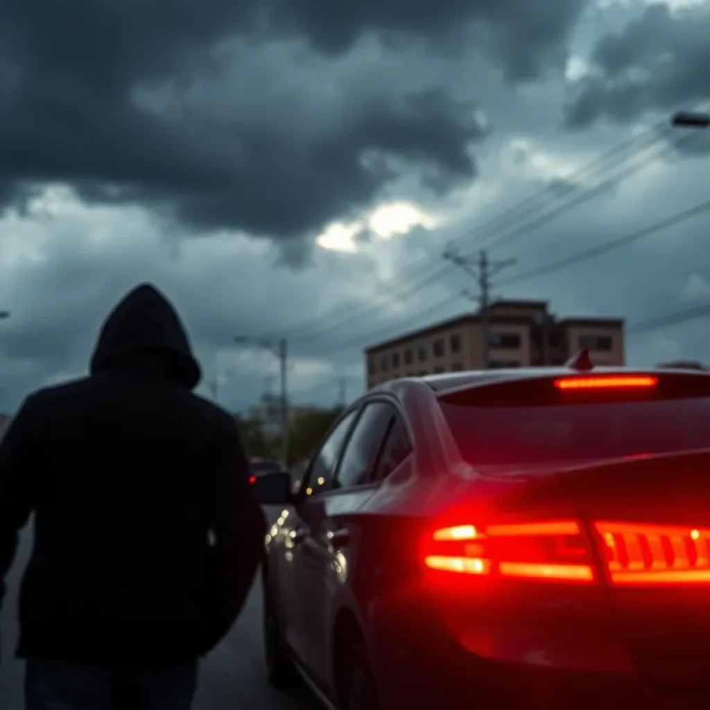 Urban street scene depicting crime and fear
