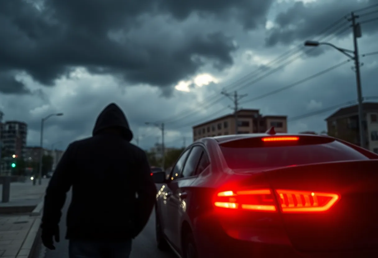 Urban street scene depicting crime and fear