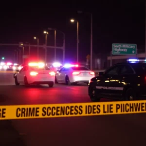 Police vehicles at a shooting scene in Chesapeake