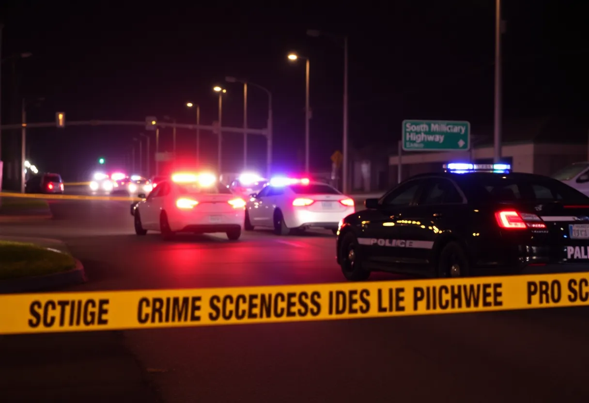 Police vehicles at a shooting scene in Chesapeake