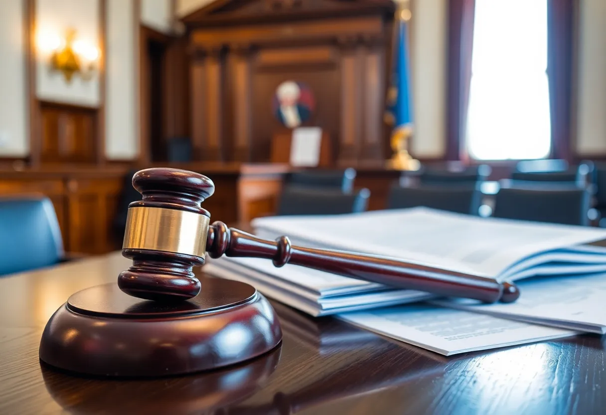 Courtroom setting representing child exploitation case