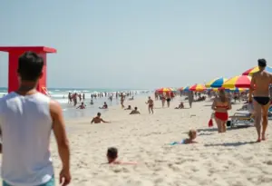 Lifeguards monitoring beachgoers at Virginia Beach