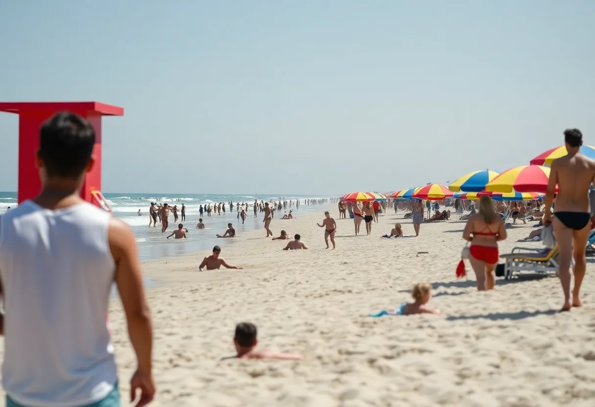 Lifeguards monitoring beachgoers at Virginia Beach