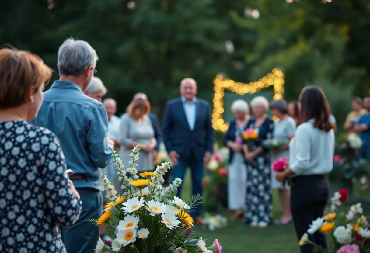 Outdoor gathering for a celebration of life in Virginia Beach