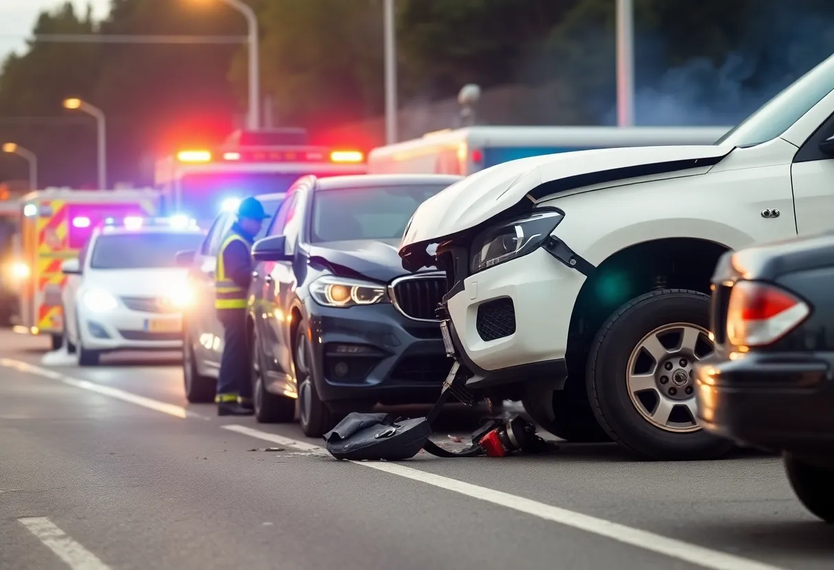 Emergency responders at the scene of a car crash