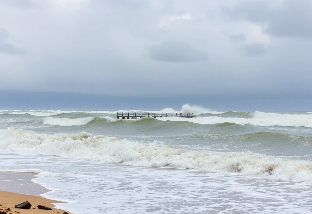 Virginia Beach rough sea conditions due to Hurricane Erin