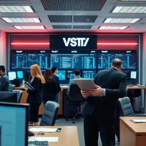 Employees working in a bank with security measures in place