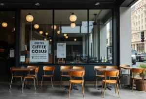 Empty Starbucks store with closed sign, representing store closures