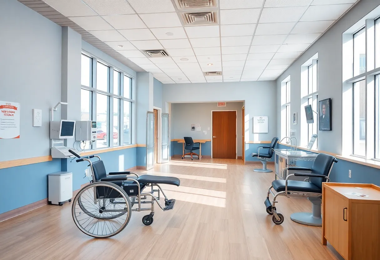 Interior of a therapy center with accessible facilities and therapy chairs
