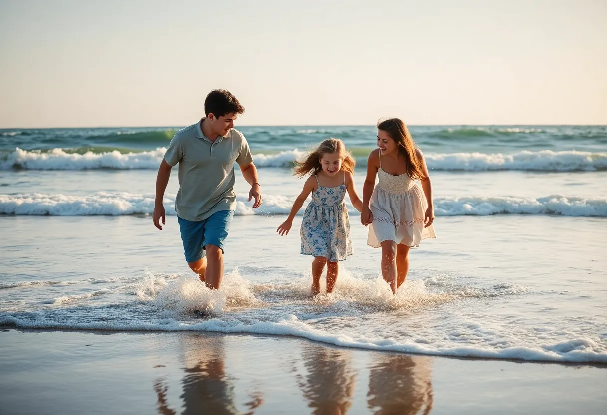 A peaceful beach scene symbolizing love and education.