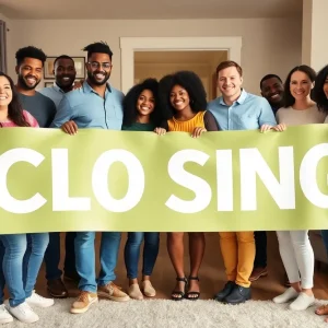 Diverse group of first-time home buyers during the closing process