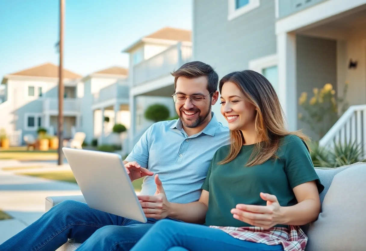 Couple exploring home buying options in Virginia Beach.