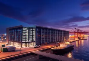 High-tech data center near US-Mexico border illustrating connectivity