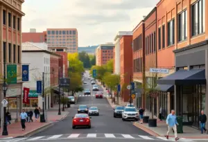 Cityscape of Virginia with bustling commercial areas and new business establishments