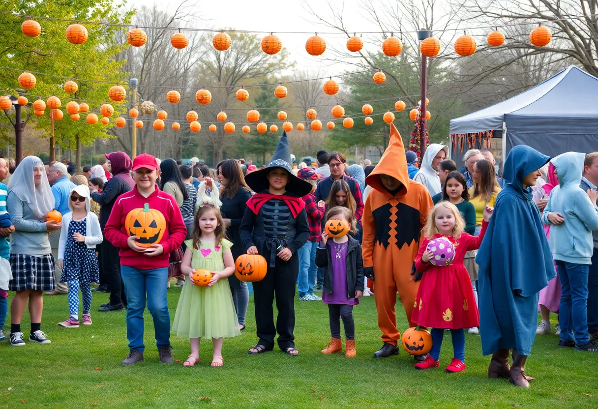 Families enjoying Halloween festivities at Virginia Beach