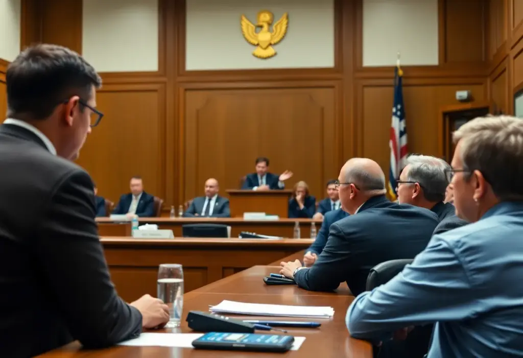 Courtroom during sentencing related to a crime case