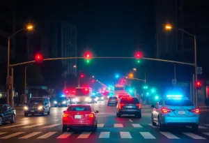 Scene of a traffic accident with emergency responders