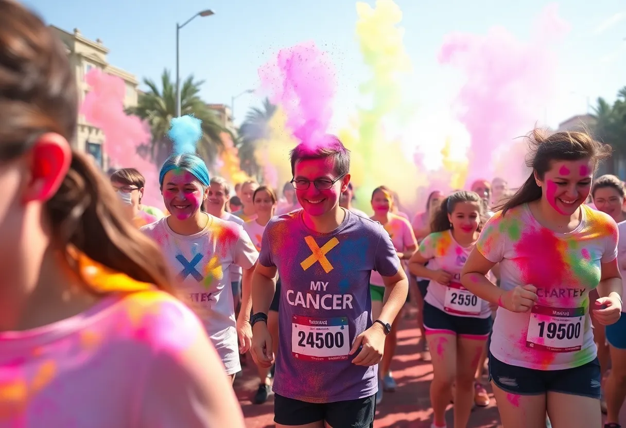 Participants in the Abby Furco Memorial Color Run covered in colors.