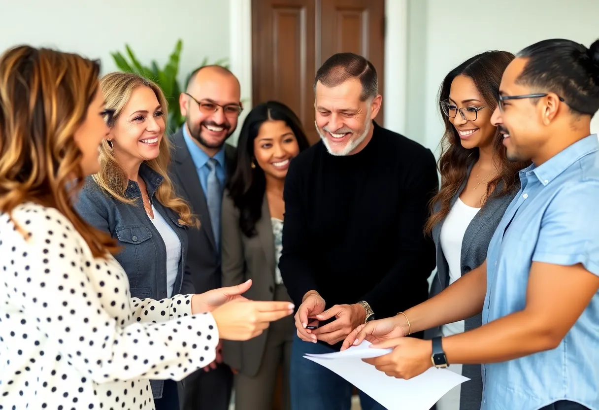 Group of real estate professionals helping a first-time buyer in Virginia Beach
