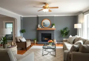 Renovated living room demonstrating effective home repairs.
