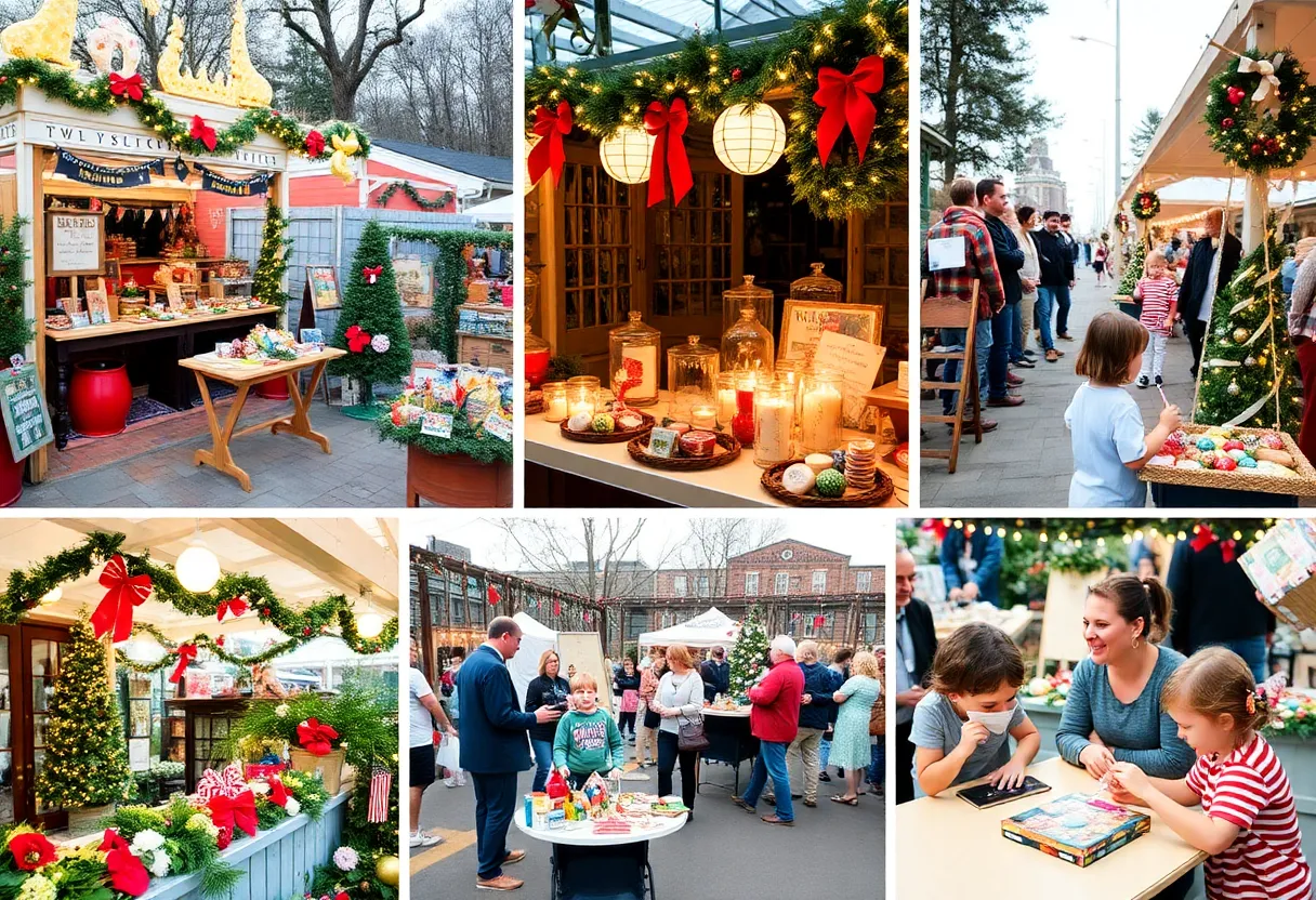A festive collage of garden events in Virginia Beach during December 2025.
