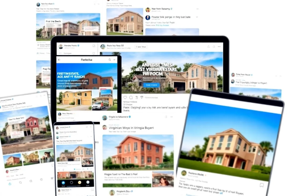 Social media icons with Virginia Beach real estate listings